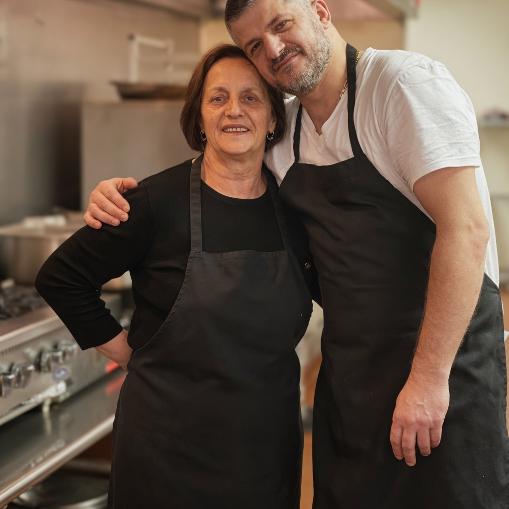 Chef Aleks and his mom together in the Taste of Italy kitchen